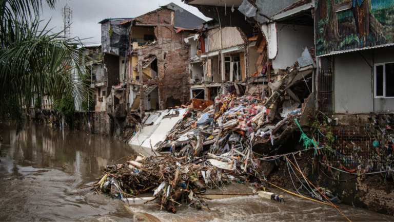 Bali flash floods causing significant damage to multiple houses in West Denpasar