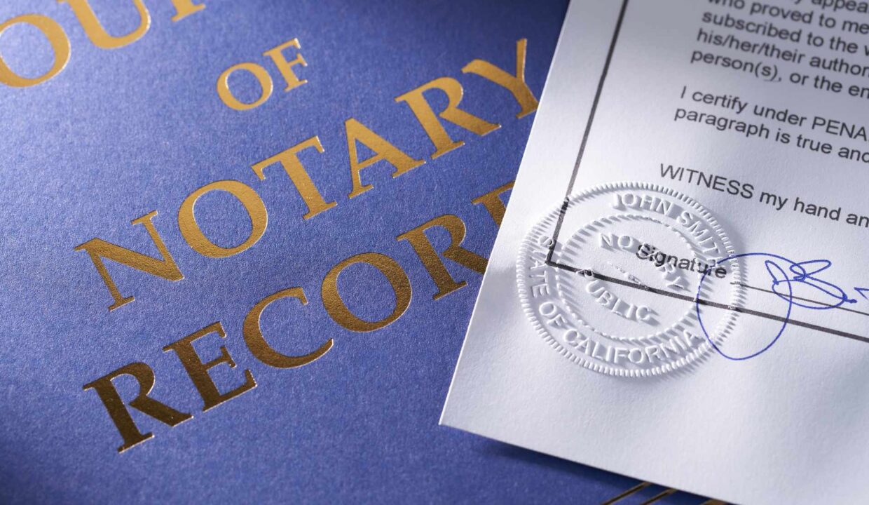 Close-up of a notarized document and embossed seal representing the legal verification process handled by PPAT Indonesia in property transactions.
