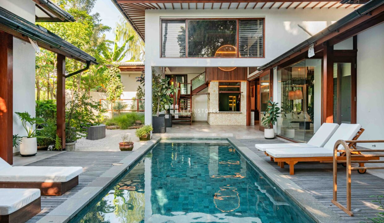 Modern tropical Bali villa with private pool and open living areas, showcasing strong Bali villa ROI potential in a prime tourist location.