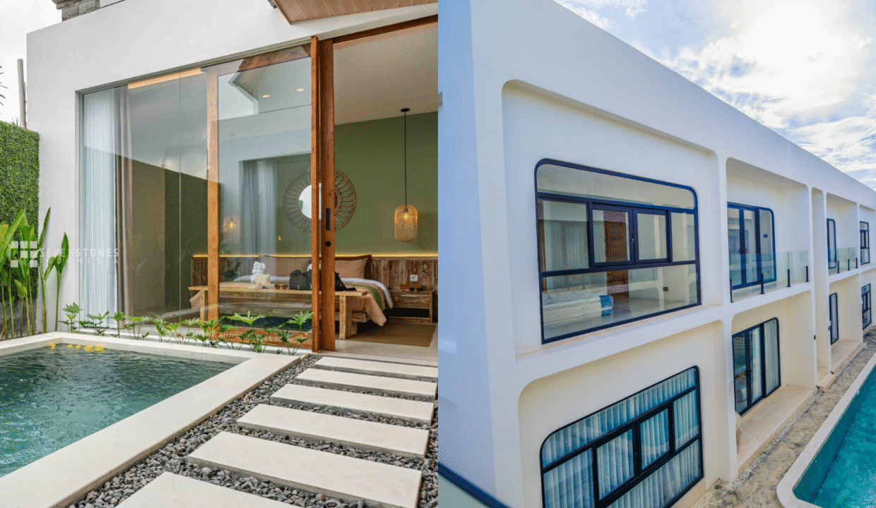 Side by side Image of a comparison between Bali villa vs apartments