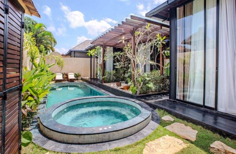 Modern tropical villa with private pool and jacuzzi, an example of Bali real estate often linked to Bali property investment mistakes when buyers skip due diligence.